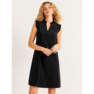 Garnet Hill Ruffle Neck Mini Dress Summer Classic Quiet Luxury Coastal Minimal